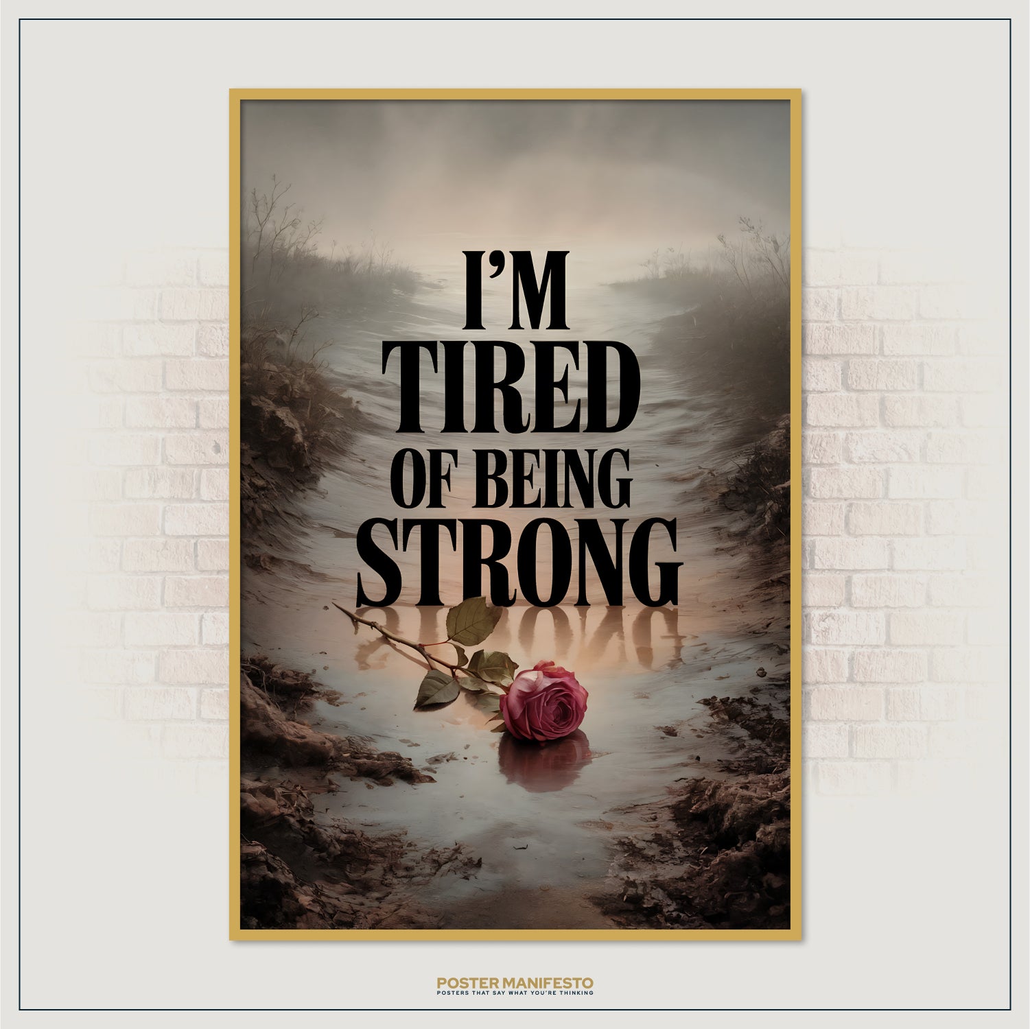 Vulnerability-themed wall art with cinematic background and emotional statement