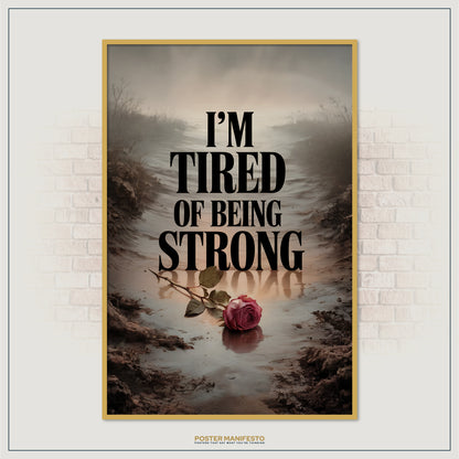 Vulnerability-themed wall art with cinematic background and emotional statement