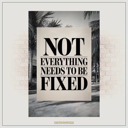 Minimalist statement wall art with strong black serif lettering