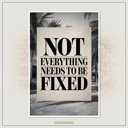 Neutral-toned wall print with large impactful text quote