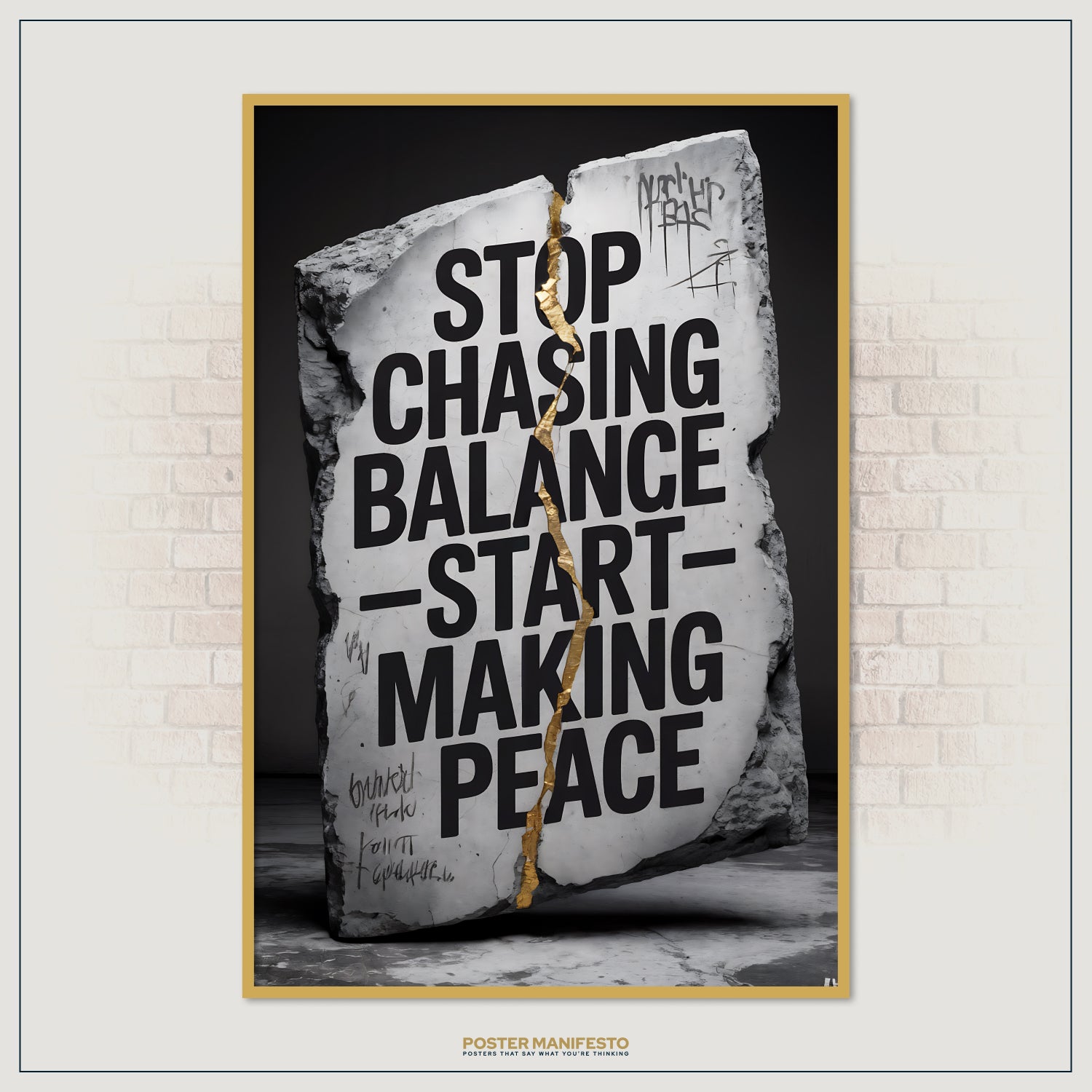 Industrial concrete design with motivational peace message