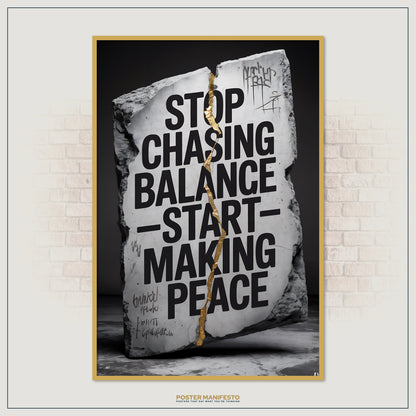 Industrial concrete design with motivational peace message