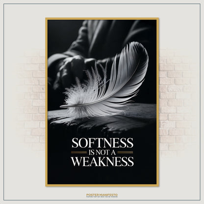 Monochrome motivational wall art with delicate feather and gold accents