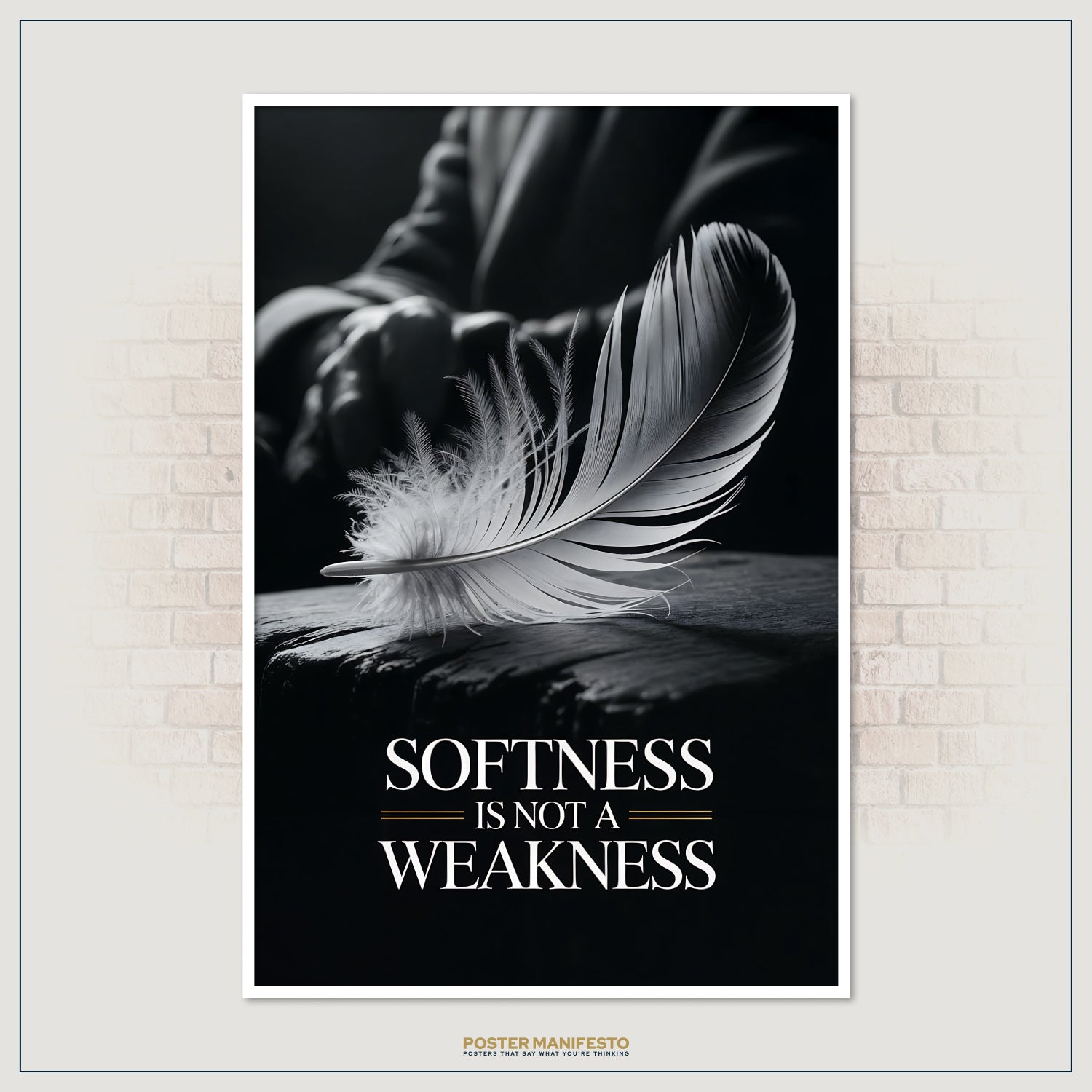 Gentle strength themed poster in elegant black and white style