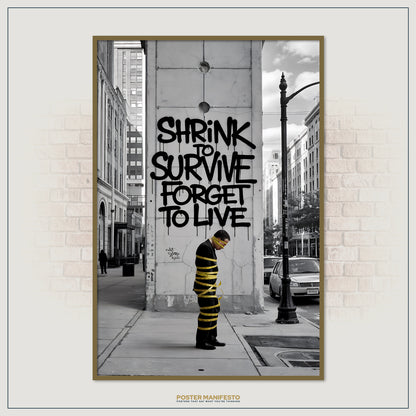 Street photography print highlighting resilience through graffiti and visual symbolism.