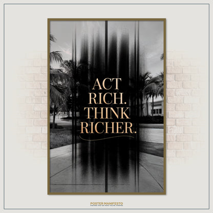 Modern typography poster with wealth mindset message perfect for office or home workspace.