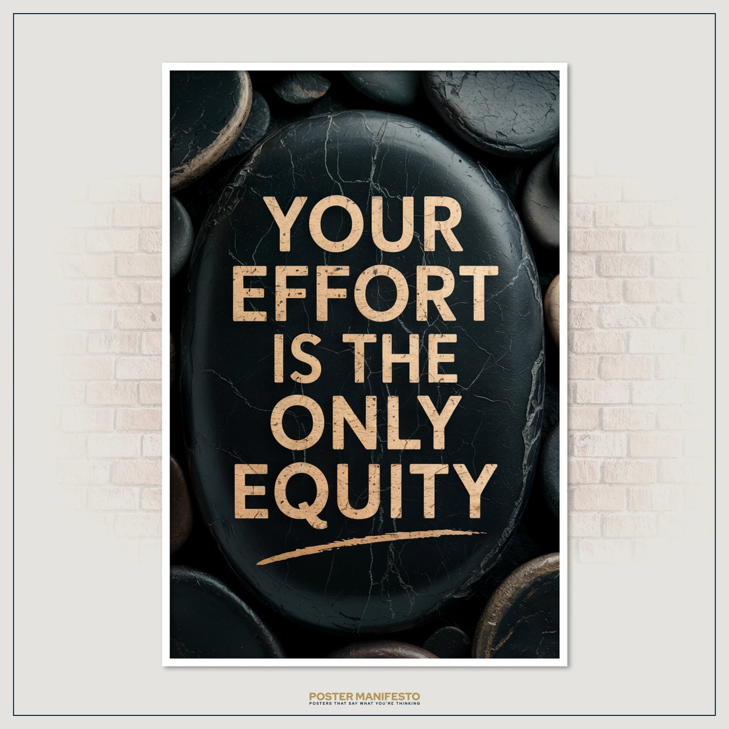 Gold lettering on stone surface delivering a powerful success-driven quote.