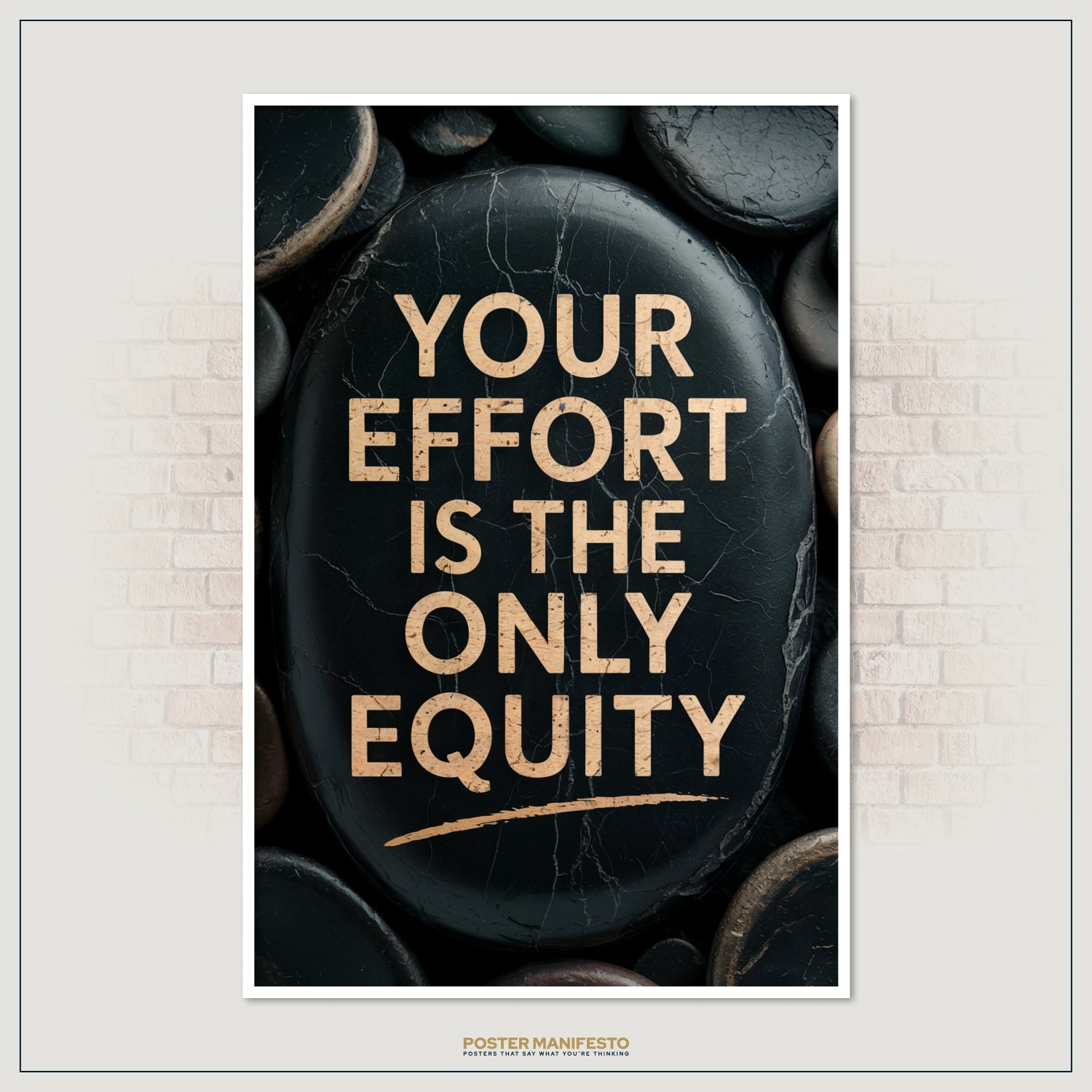 Gold lettering on stone surface delivering a powerful success-driven quote.