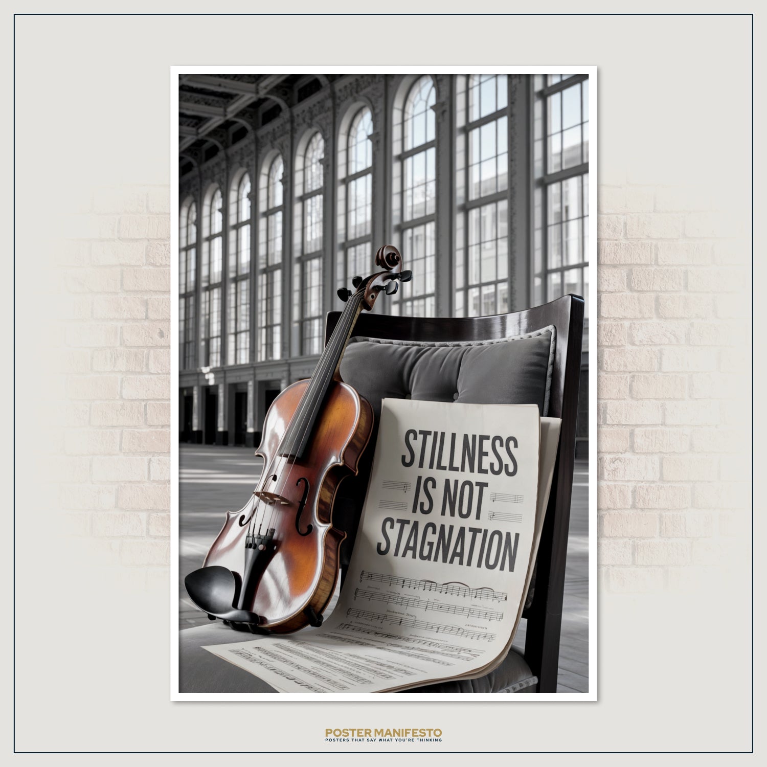 Inspirational music artwork combining classical violin design with a motivational life quote.