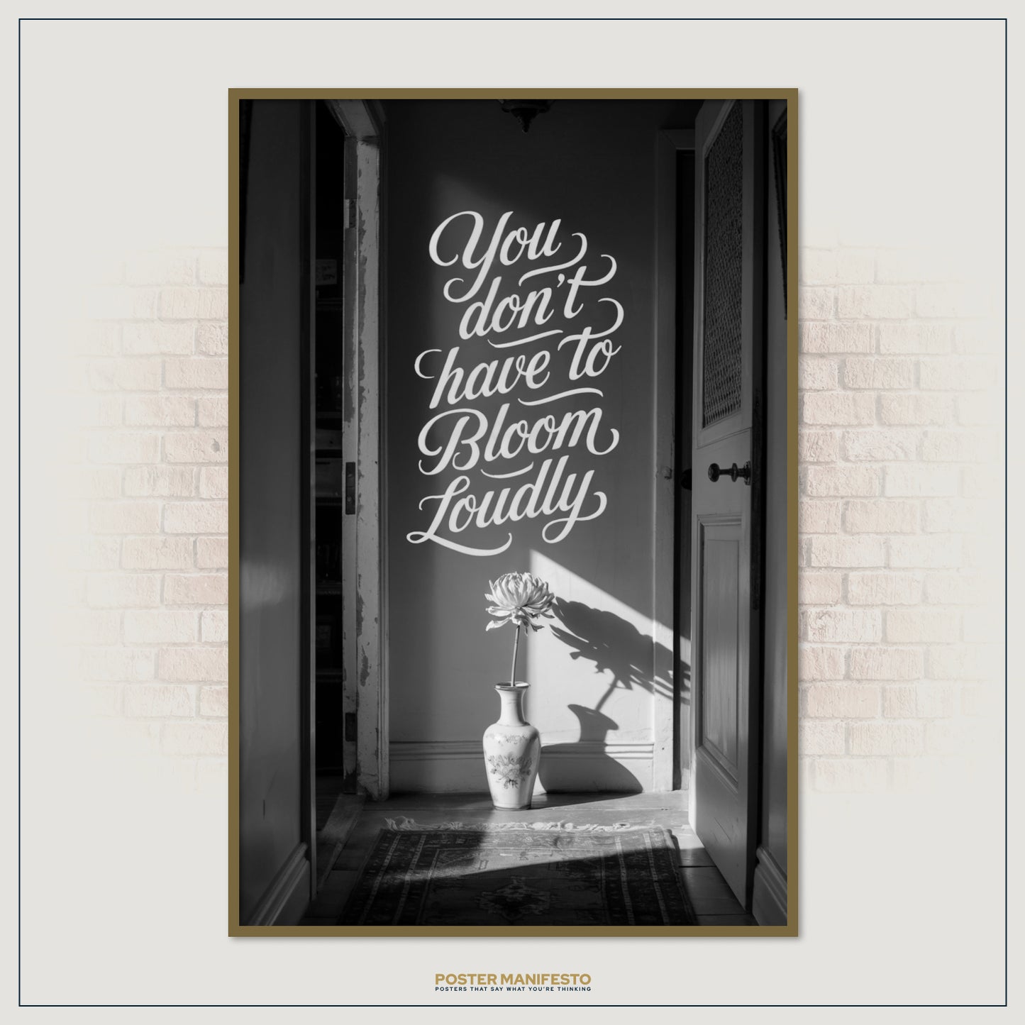 Motivational wall décor in monochrome tones, ideal for bedrooms, meditation rooms, or creative spaces.