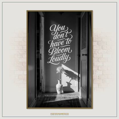 Motivational wall décor in monochrome tones, ideal for bedrooms, meditation rooms, or creative spaces.