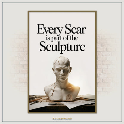 Healing and resilience wall art blending classical sculpture imagery with a powerful inspirational message.