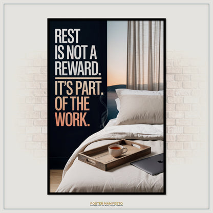 Poster with motivational quote on a bedroom wall