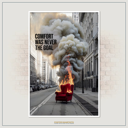 Modern office wall print featuring fire and smoke concept with powerful quote.