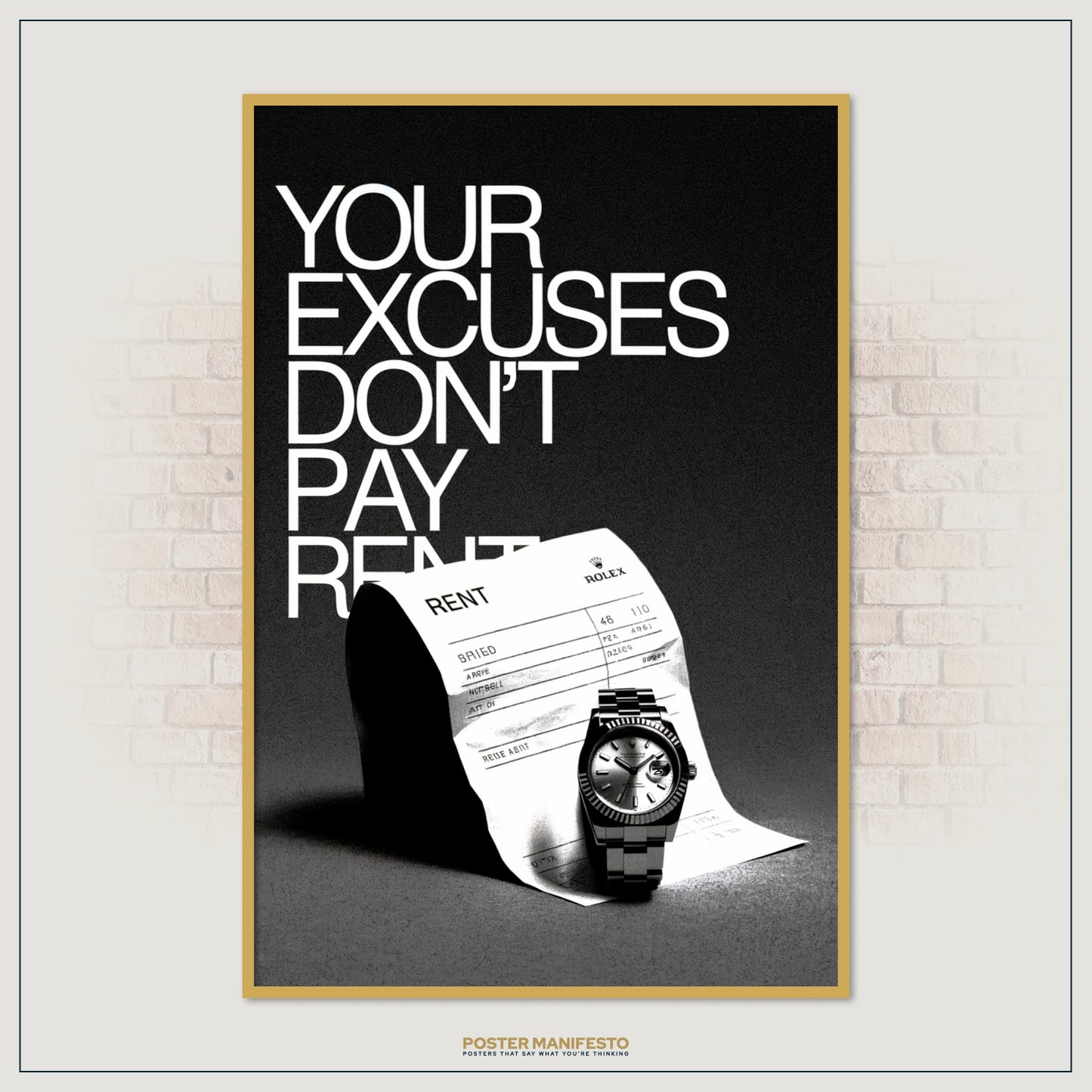 Entrepreneur motivational poster with no excuses quote in modern design.