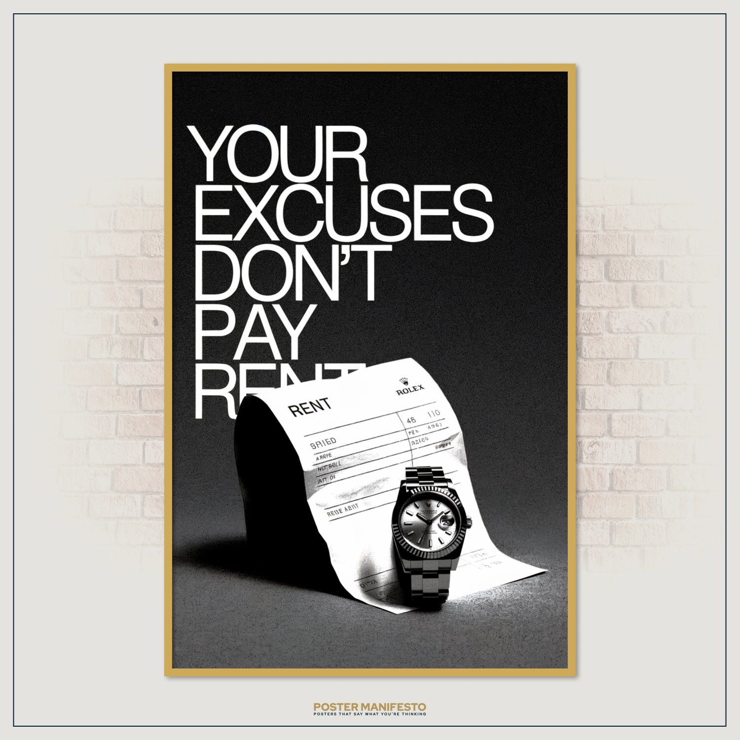 Entrepreneur motivational poster with no excuses quote in modern design.