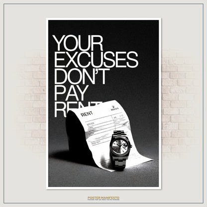Black and white luxury-themed motivational wall print with bold typography.