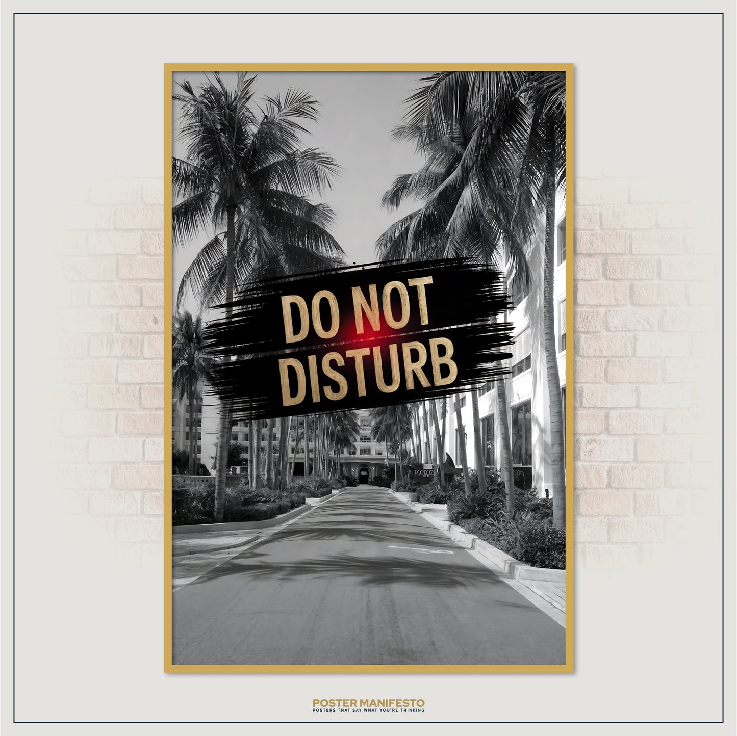 Minimalist palm tree art print with bold privacy message