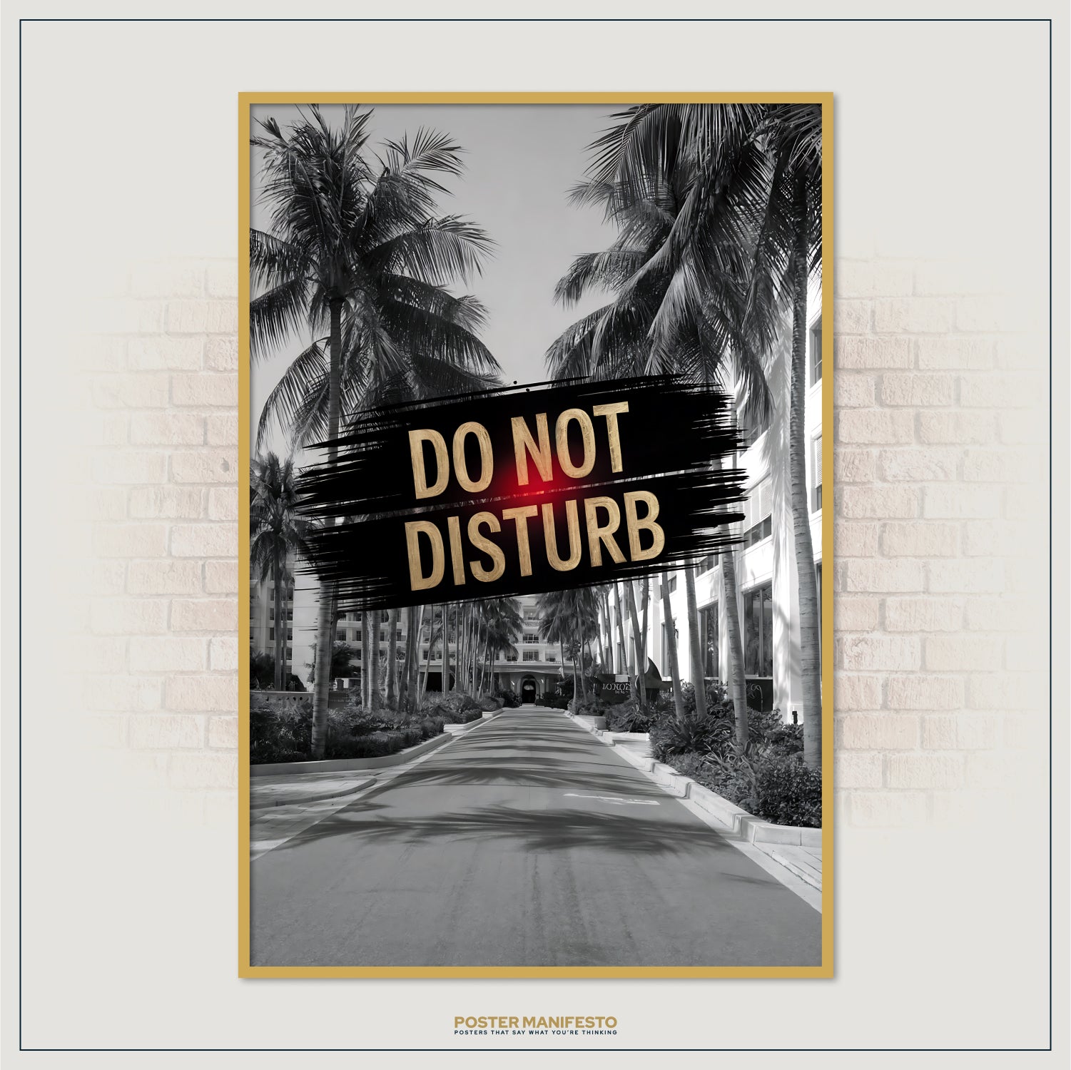 Minimalist palm tree art print with bold privacy message