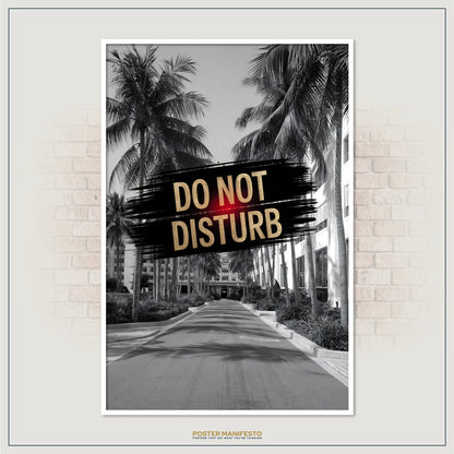 Monochrome tropical scene with statement text overlay